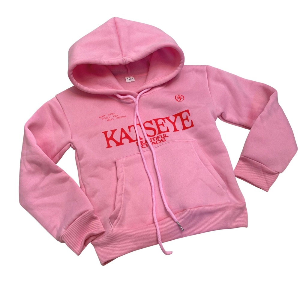 NWOT KATSEYE Beautiful Chaos‎ Pink Graphic Hoodie Kids 3T 4T Fleece Sweatshirt